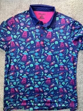 Pins & Aces Men’s Space-Print Polo Shirt